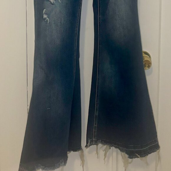 Vervet Blue Jean: Giant Step - Distressed High Rise Flare Jeans - Picture 4 of 11